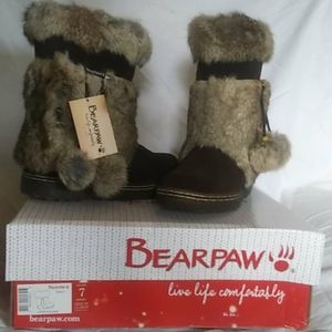 Bearpaw fur boots tama pom pom